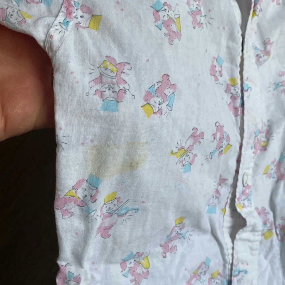 Vintage puppy marching band print snap 1 piece jumpsuit romper sz 18 m